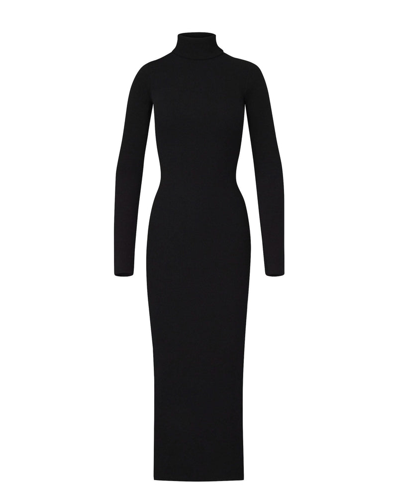 Women Knitted Black Dress Women Turtleneck Dress Women Long Sleeve Bodycon  Dress Women Slim Dress -  Canada