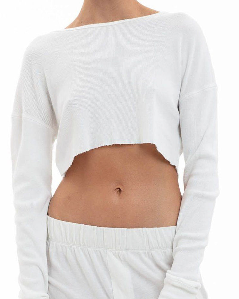 ETERNE - Long Sleeve Cropped Rib T-Shirt | Luxury Designer Fashion | tntfashion.ca