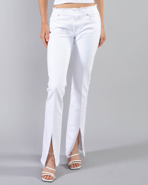 Cut Off Waist Mini Boot Slit Jeans