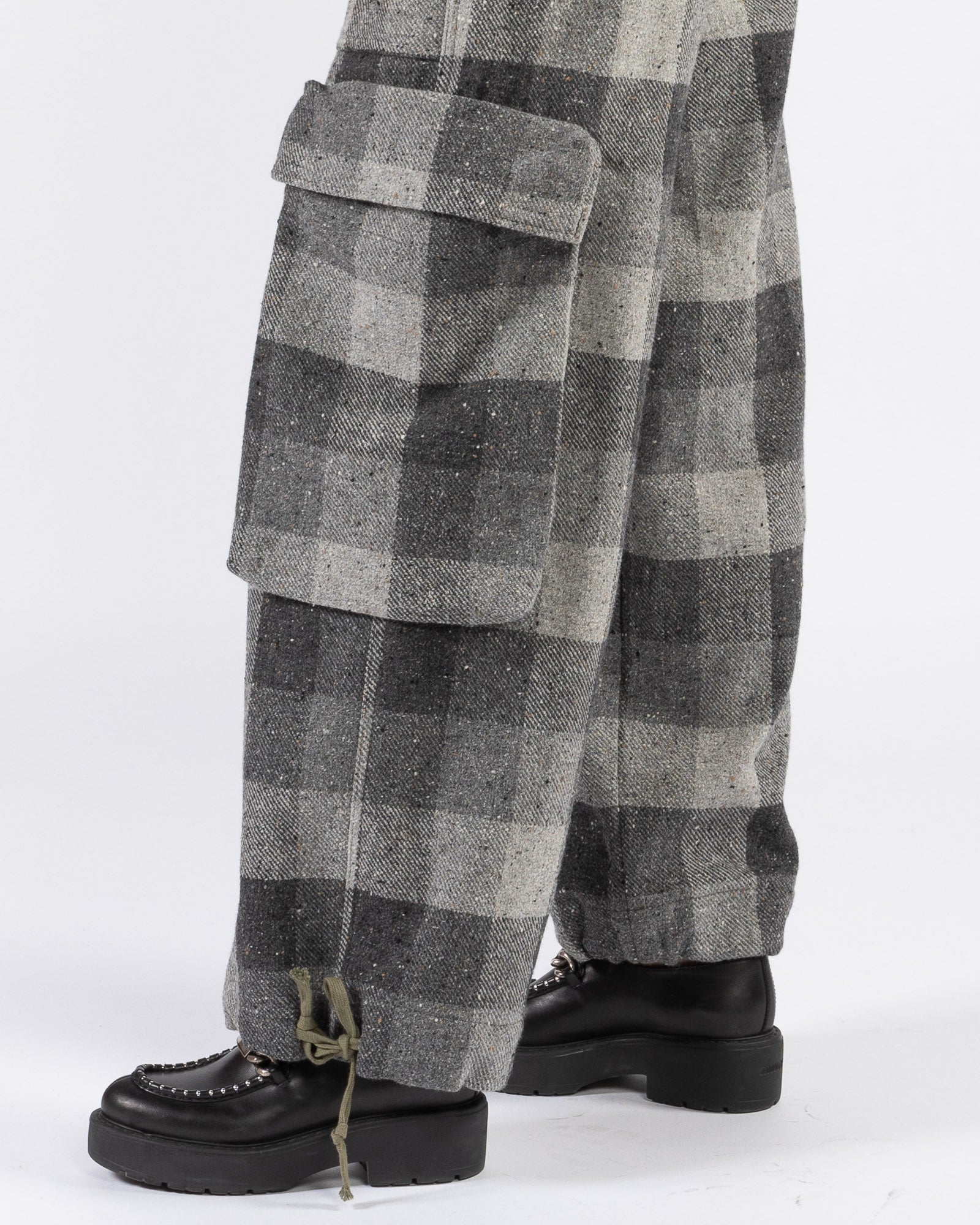 GREG LAUREN - Graphite Check Wide Pants | Luxury Designer Fashion | tntfashion.ca