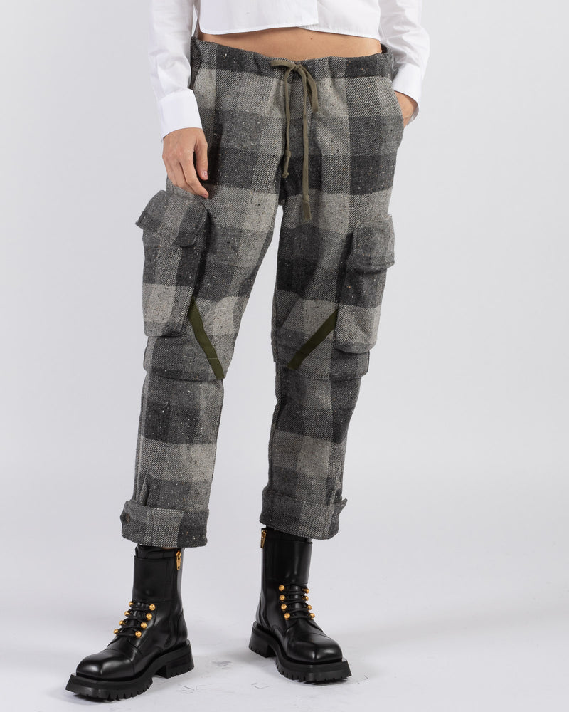 GREG LAUREN - Graphite Check Cargo Pants | Luxury Designer Fashion | tntfashion.ca