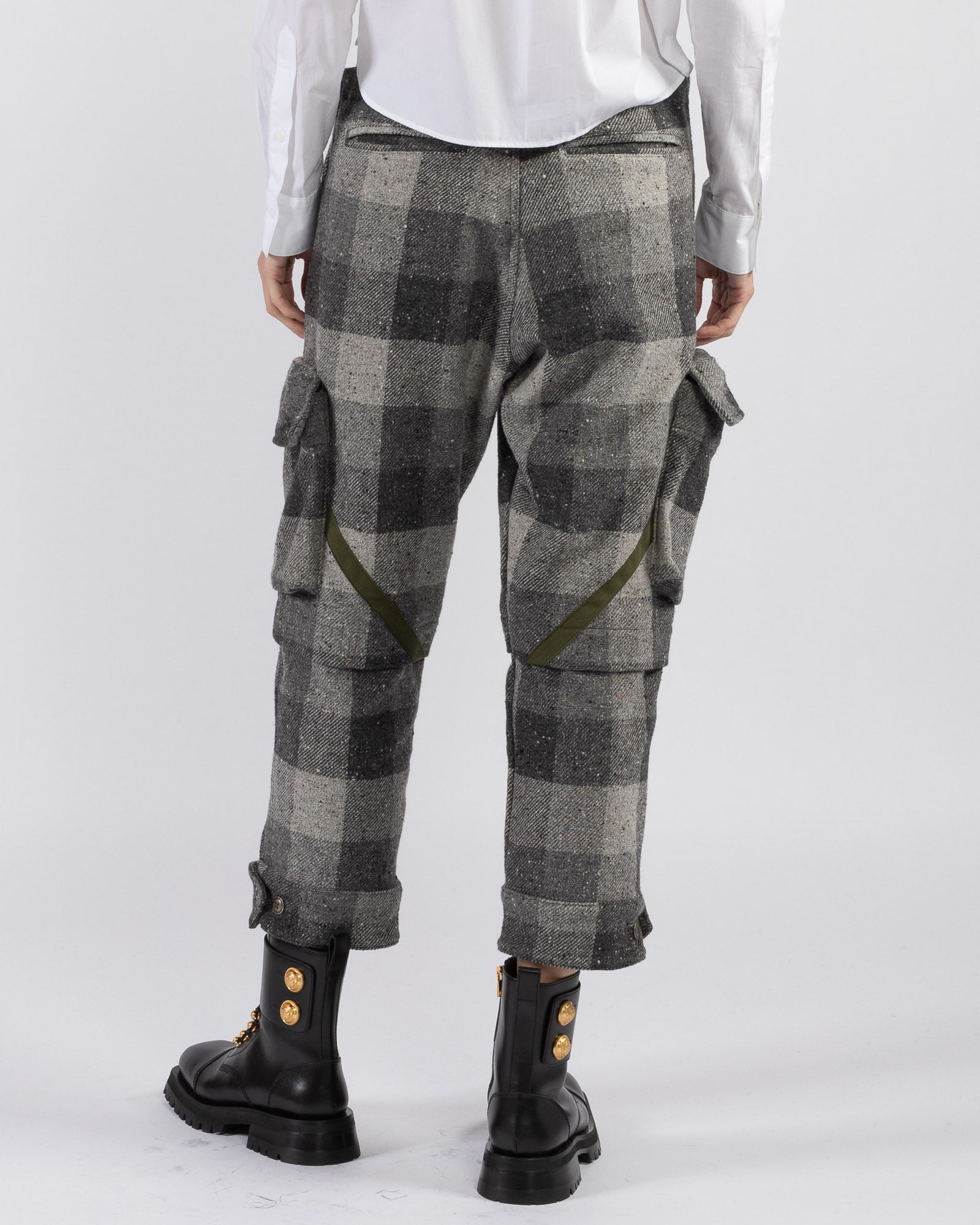 GREG LAUREN - Graphite Check Cargo Pants | Luxury Designer Fashion | tntfashion.ca