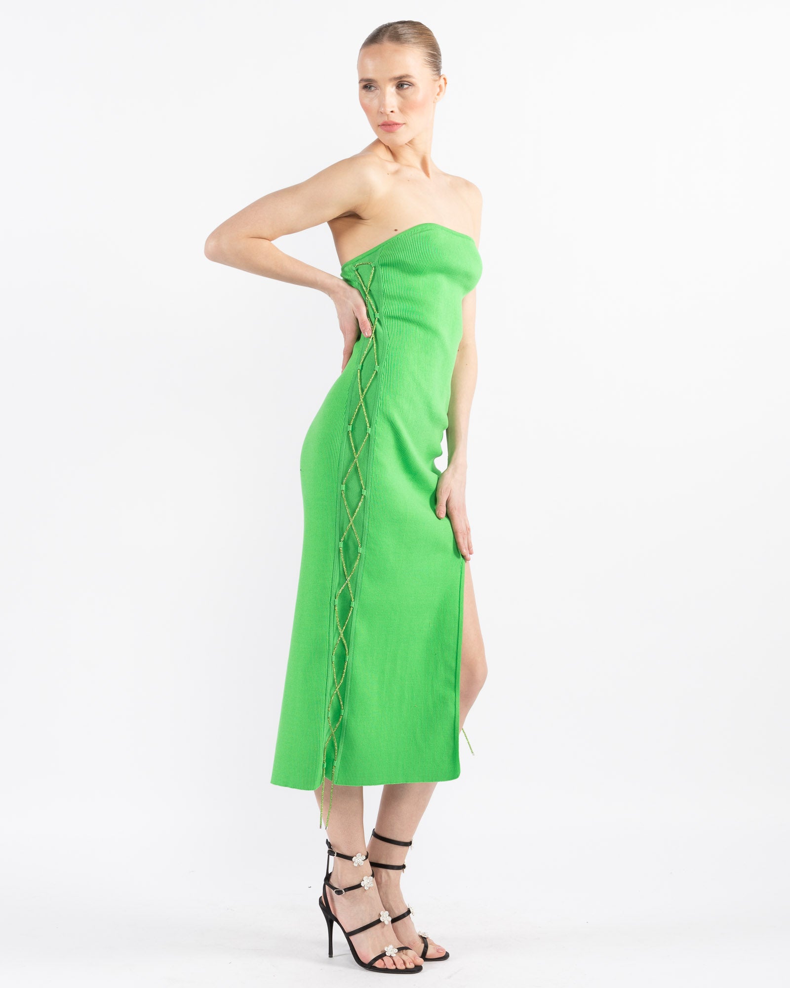 Knit Lace Up Tube Dress