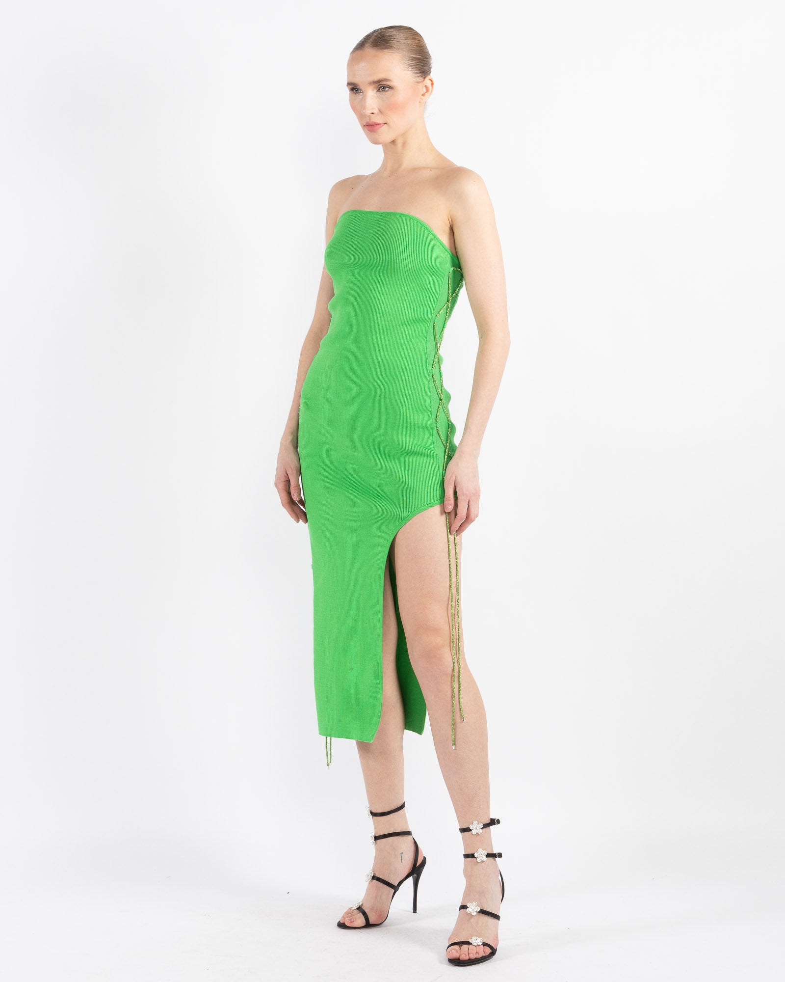 Knit Lace Up Tube Dress