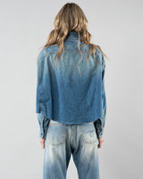 R13 - Cropped Denim Shirt | Luxury Designer Fashion | tntfashion.ca