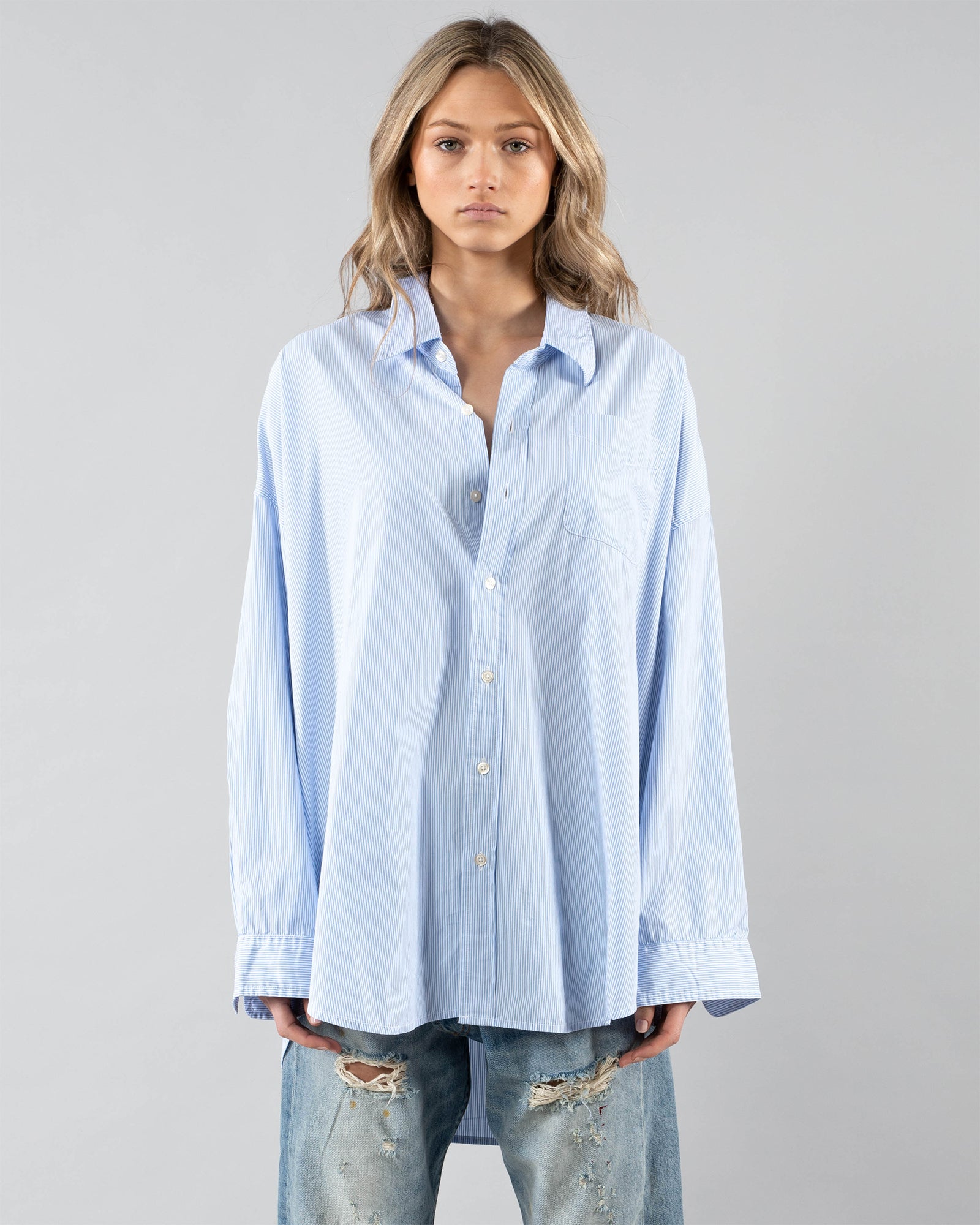 Drop Neck Oxford Shirt R13 Luxury Designer Fashion tntfashion.ca