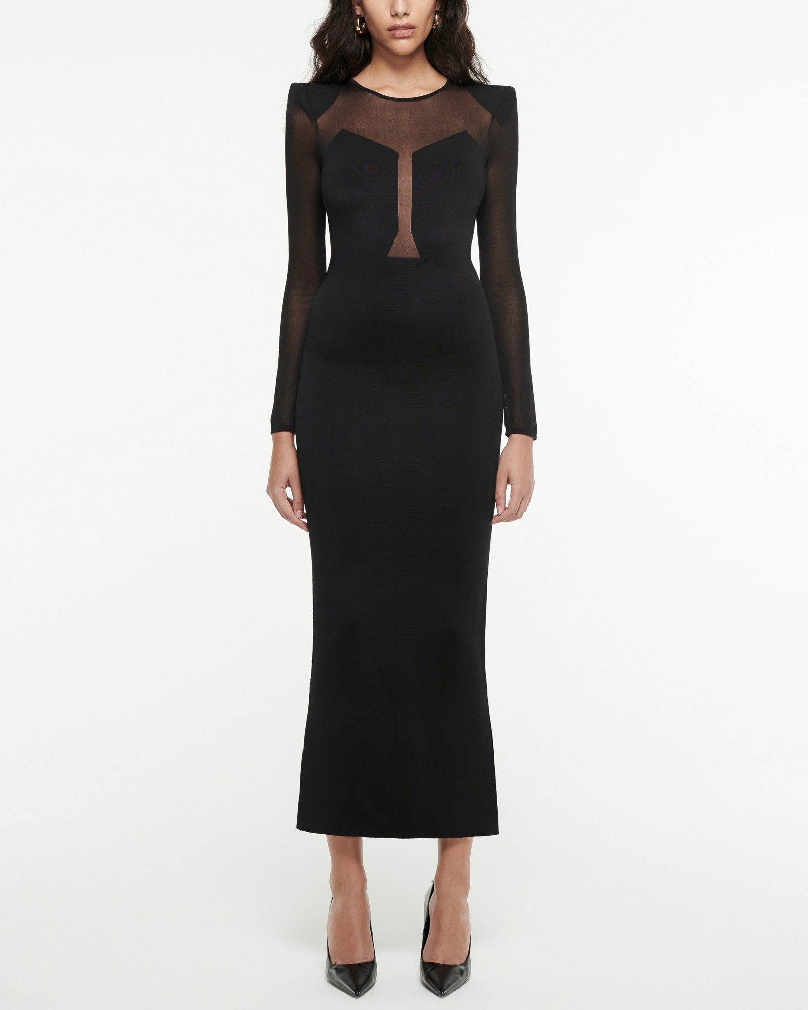 Black Thigh Split Panelled Bodycon Dress