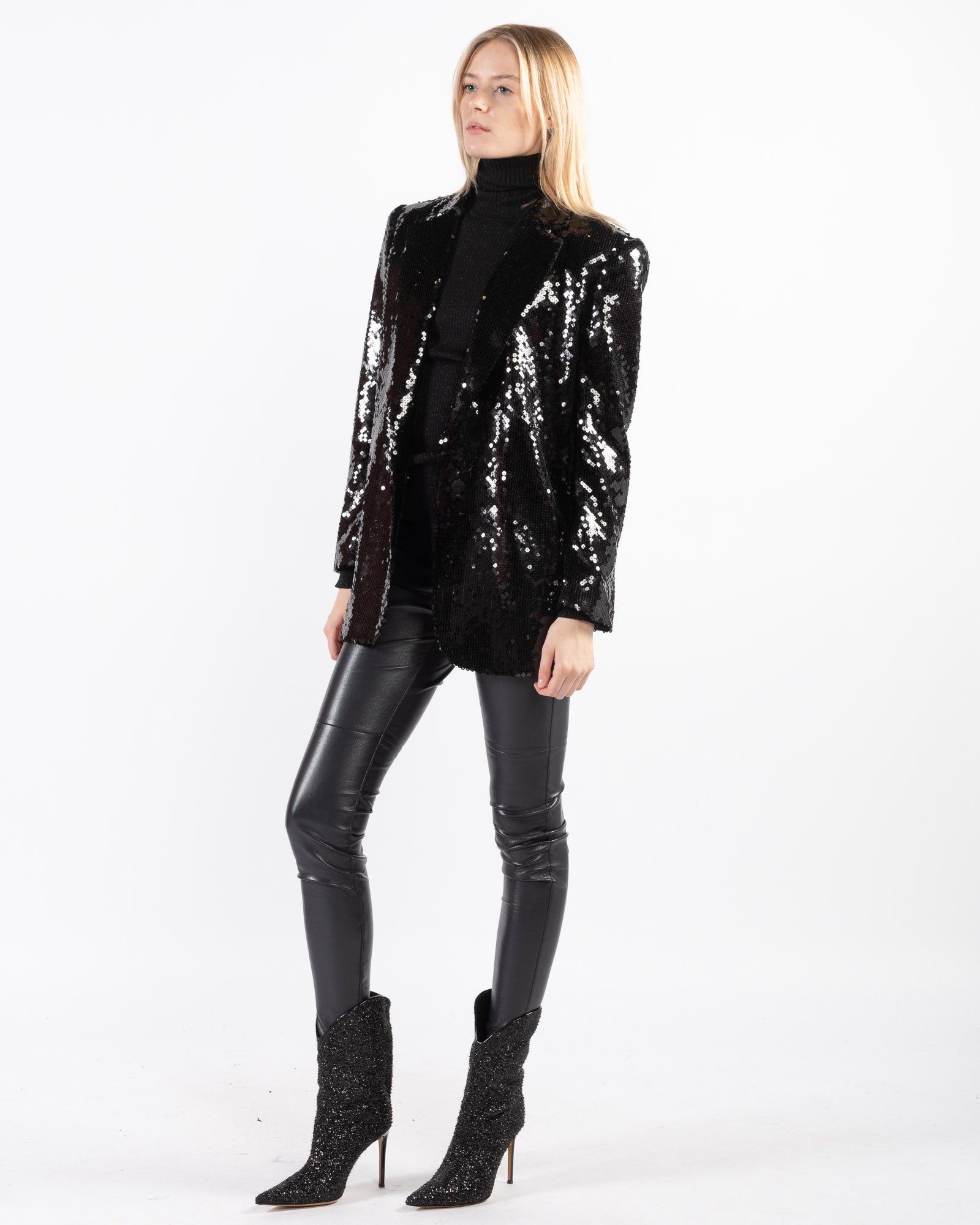 THE ANDAMANE Guia Sequin Blazer Black 42