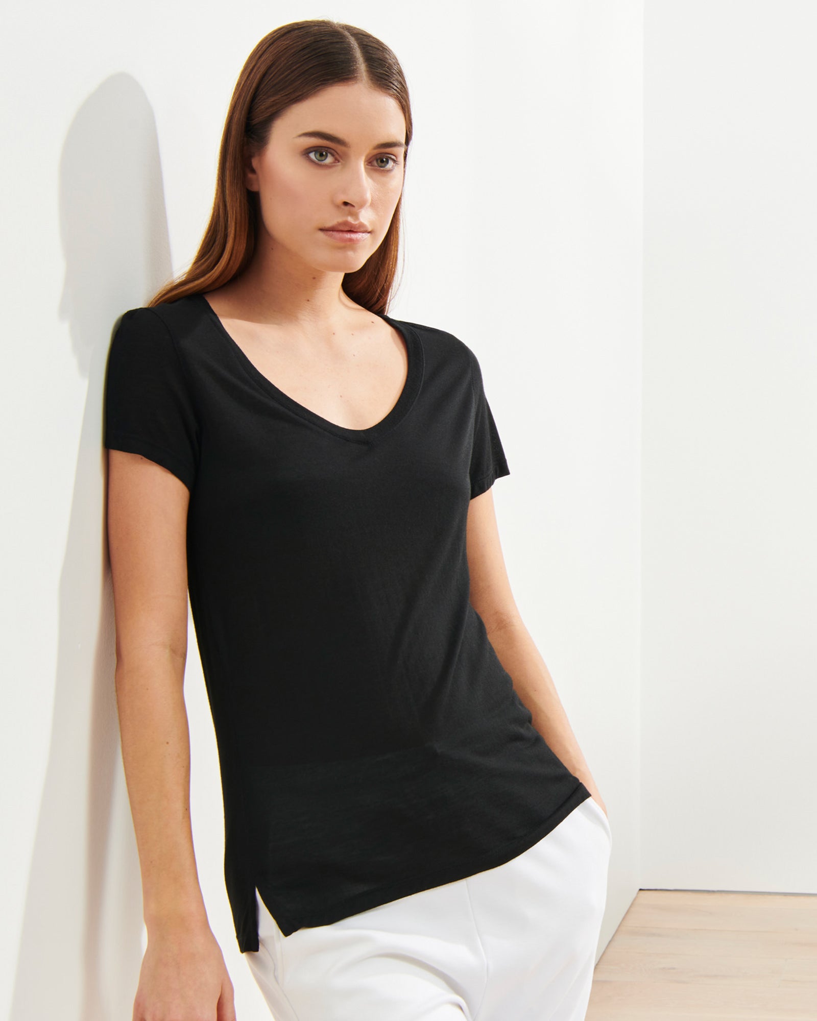 PATRICK ASSARAF - Short Sleeve Modal Classic V-Neck T-Shirt | Luxury Designer Fashion | tntfashion.ca