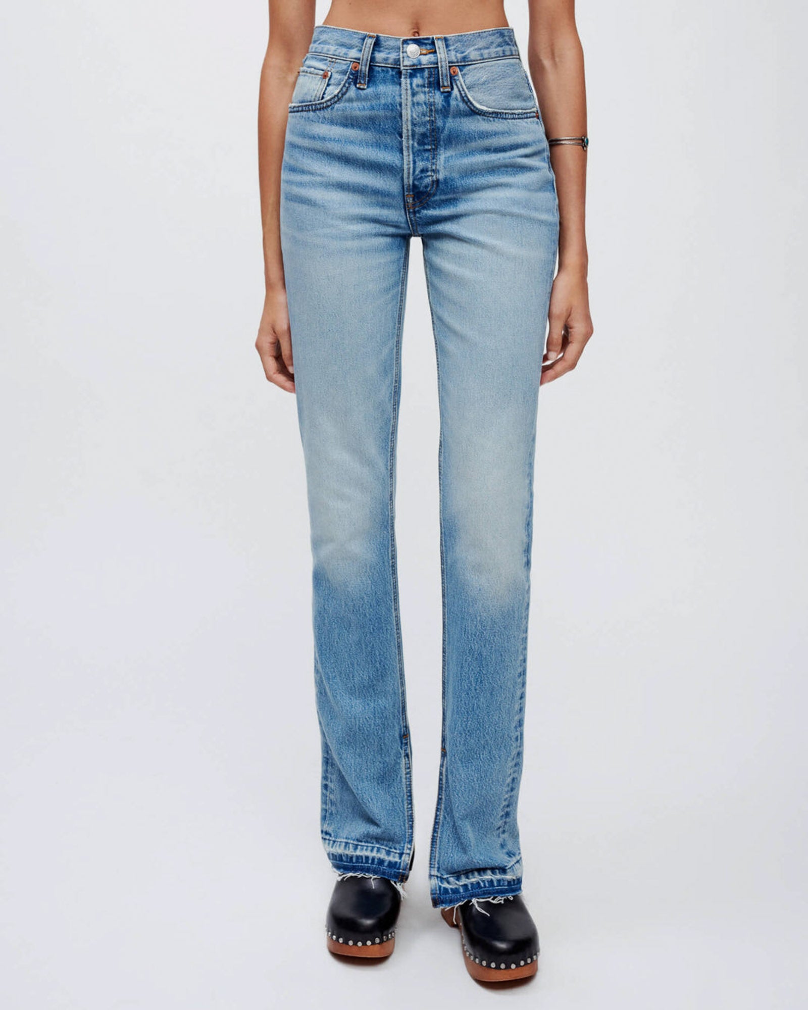 70s high rise skinny jeans w/ slits - RE/DONE - Women