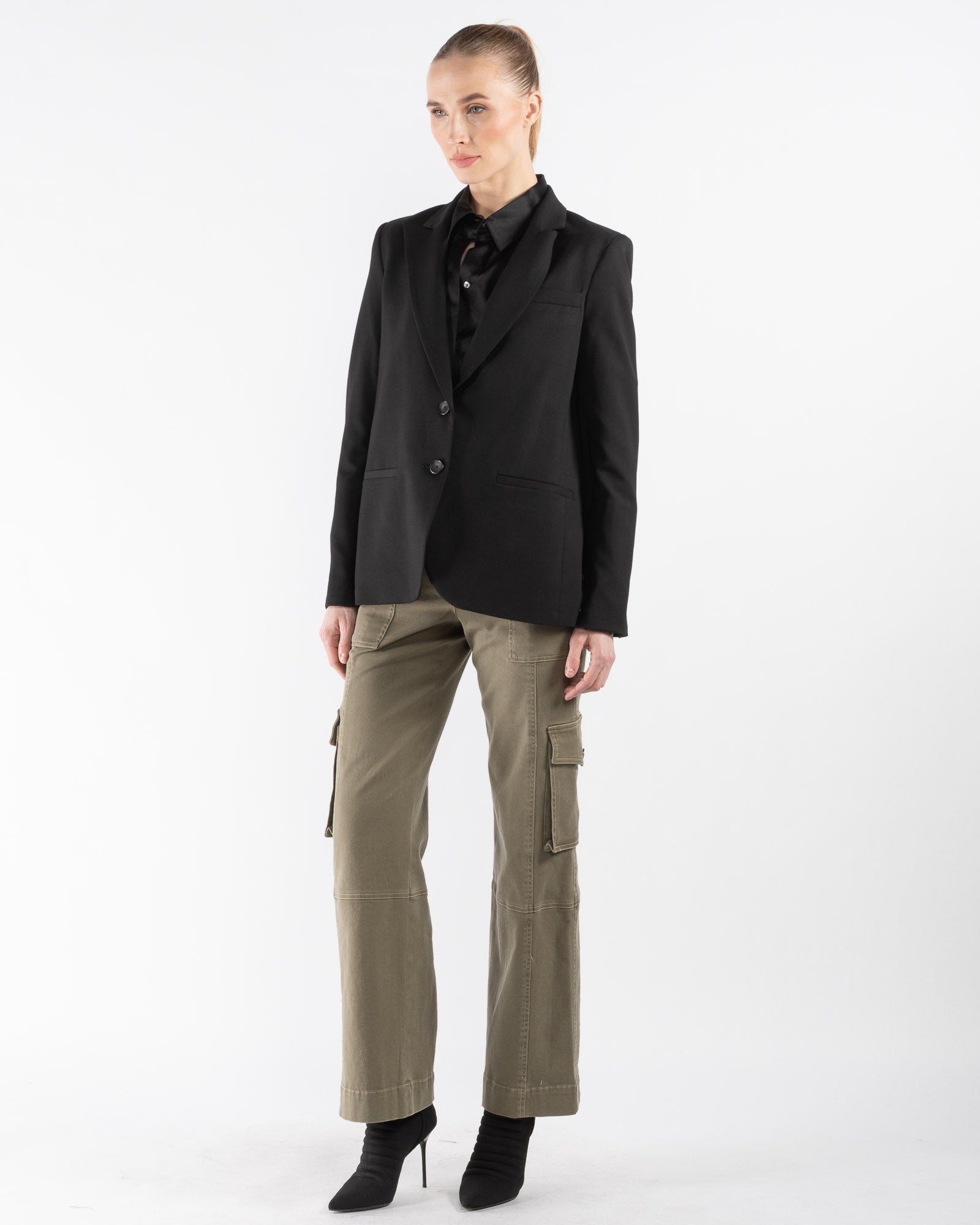 Blazer boyfriend avec fermeture éclair