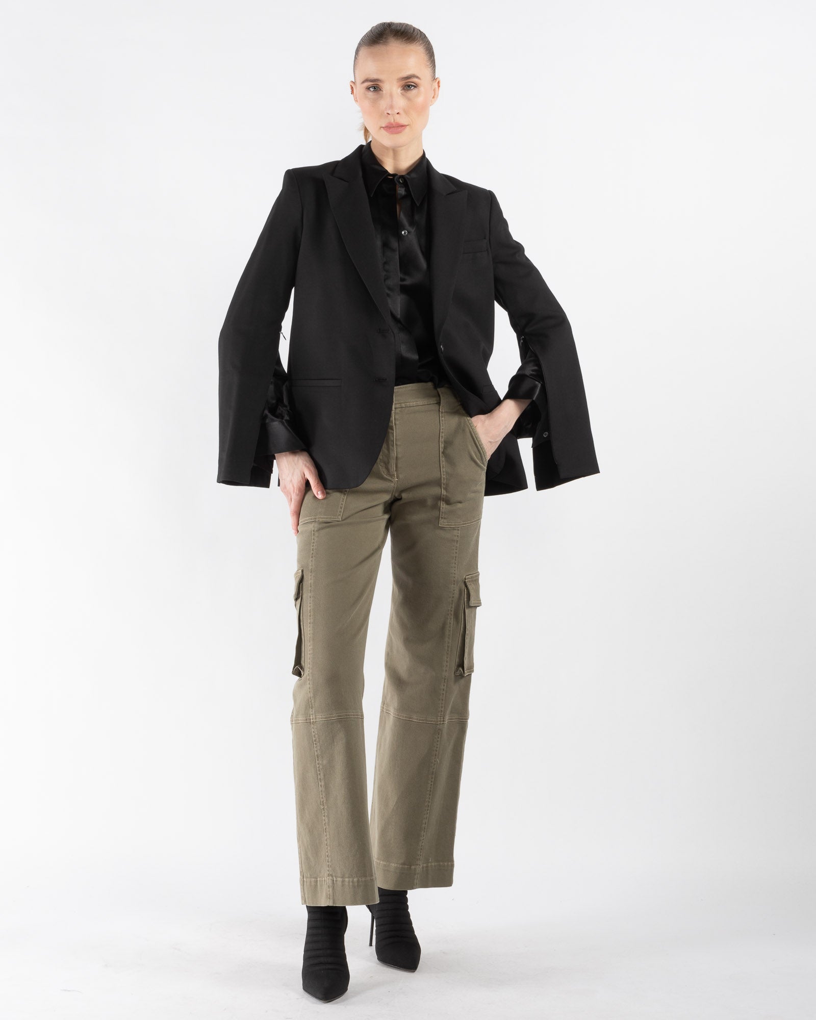 Blazer boyfriend avec fermeture éclair