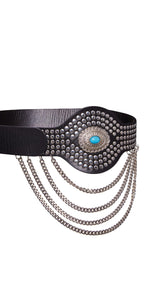REDEMPTION - Western Belt with Studs and Chains | Luxury Designer Fashion | tntfashion.ca